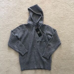 NWT Gray Cashmere Hooded Sweater